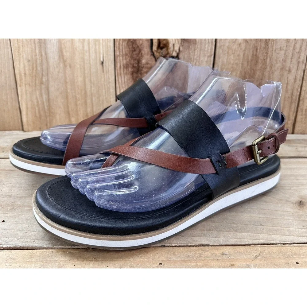 Cole Haan Peyton Flatform Sandals Black Brown Capsule Comfort Sz 7.5 B Women's
